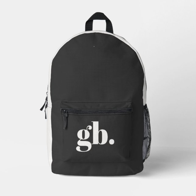 Monogram Bold Vintage Black Printed Backpack (Front)