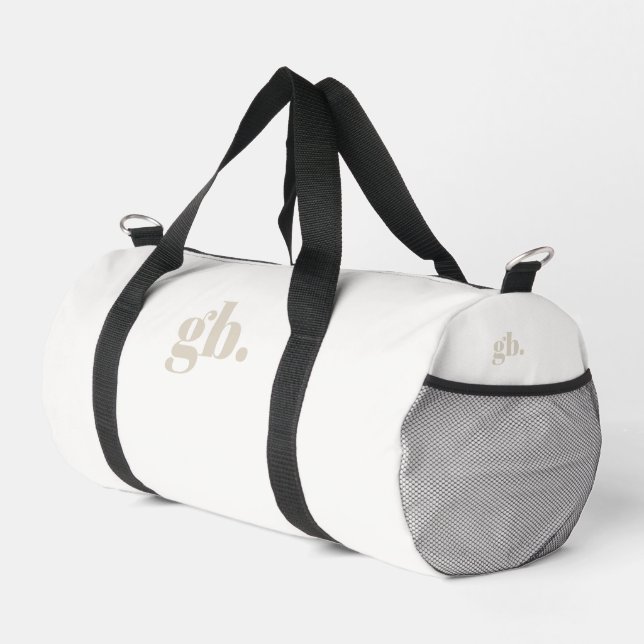 Monogram Bold Vintage Elegant Ivory Duffle Bag (Right Corner)