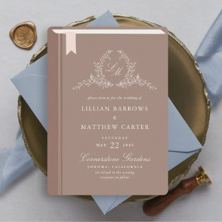 Monogram Book Cover Wedding Invitation