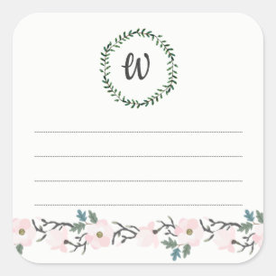 Monogram bookplate, feminine book sticker