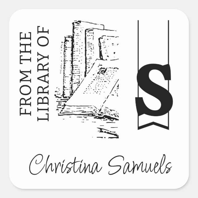 Monogram Bookplate Sticker (Front)
