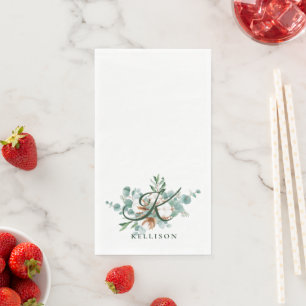 Monogram Botanical Floral Guest Towels Napkin