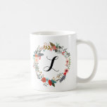 Monogram Botanical Flower Wreath Coffee Mug<br><div class="desc">This coffee cup features a colourful botanical wreath and can be personalised with a monogram initial.</div>