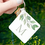Monogram Botanical Key Ring<br><div class="desc">This botanical keychain is decorated with watercolor foliage in shades of green.
Easily customisable.
Original Watercolor © Michele Davies.</div>