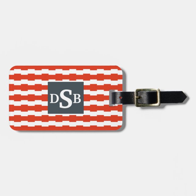 Monogram Boxstripe Pattern Luggage Tag (Front Horizontal)