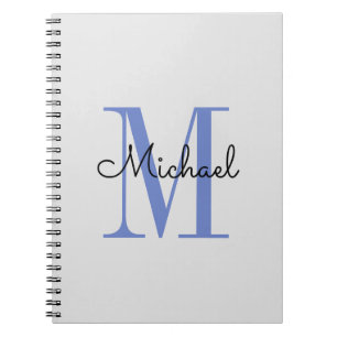 Monogram Boy Name Initial Blue Black Notebook