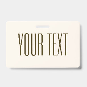 Monogram, Brand or Business Name Off-white Brown ID Badge