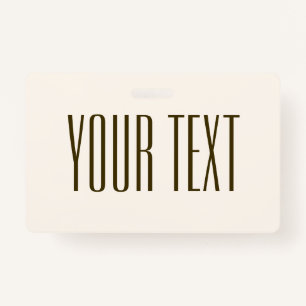 Monogram, Brand or Business Name Off-white Brown ID Badge