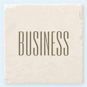Monogram, Brand or Business Name Off-white Brown Stone Coaster