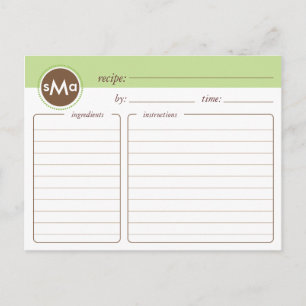 Monogram Bridal Shower Recipe Card