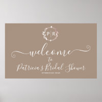 Monogram Bridal Shower Welcome Sign Banner