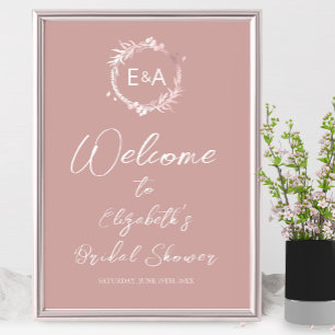 Monogram Bridal Shower Welcome Sign Board