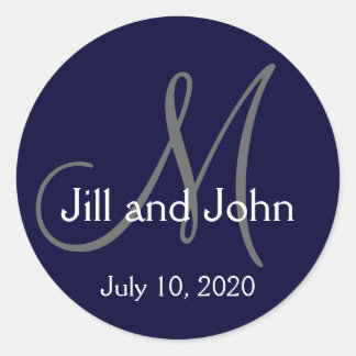 Monogram Bride Groom Date Wedding Favour Sticker