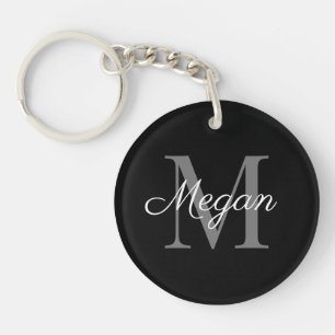 Monogram Bridesmaid Gift with Name Black Key Ring