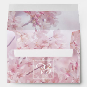 Monogram Bridesmaid Pale Pink Cherry Blossoms Envelopes
