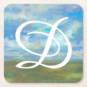 Monogram   Bright Day II Square Paper Coaster