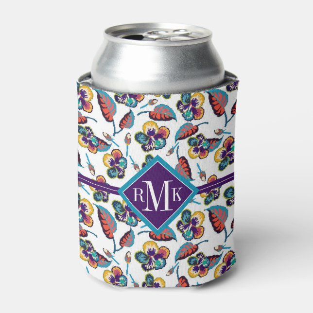 Monogram | Bright Hibiscus Pattern Can Cooler (Can Front)