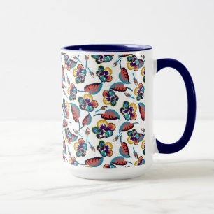Monogram Bright Hibiscus Pattern Mug
