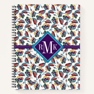 Monogram Bright Hibiscus Pattern Notebook
