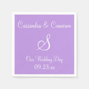 Monogram Bright Lavender Simple Colour Coordinatin Napkin