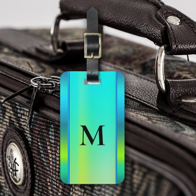 Monogram Bright Neon Turquoise Luggage Tag (Creator Uploaded)