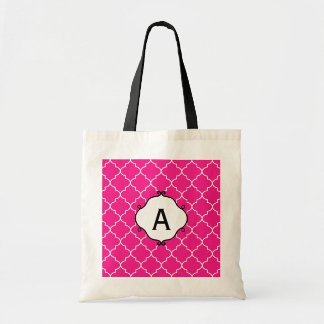 Monogram Bright Pink Tote Bag (Front)