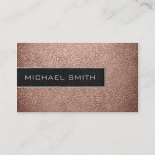 Monogram Bronze Leather Look Business Card