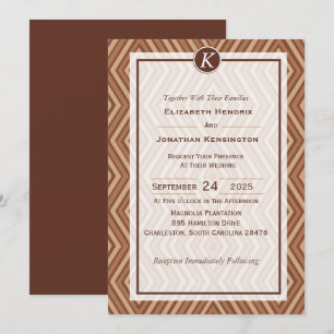 Monogram Brown and Beige Wedding Invitation