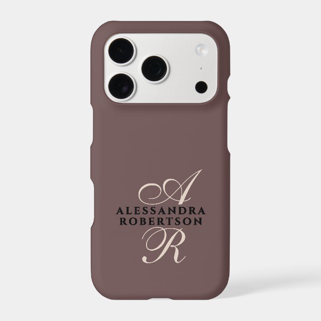 Monogram Brown Beige Black Minimalist Stylish Chic (Back)