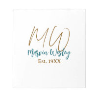 Monogram brown blue turquoise est.year simple mini