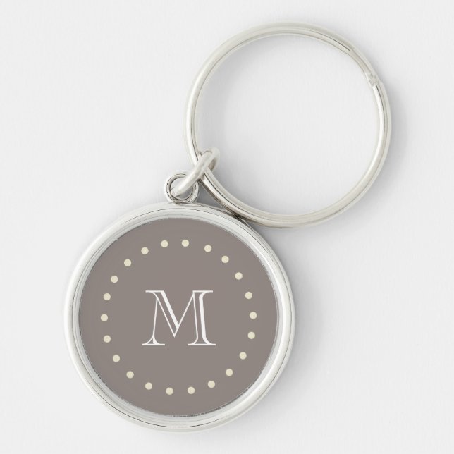 Monogram Brown Classic Elegant Premium Keychain (Front)