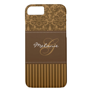Monogram Brown Damask Stripe iPhone 7 Case