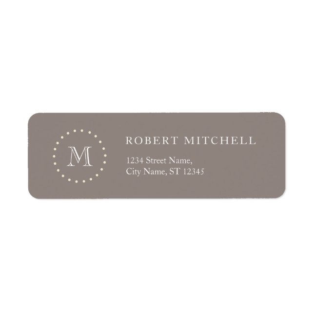 Monogram Brown Elegant Business Address Labels (Front)