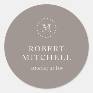 Monogram Brown Elegant Classic Business Sticker