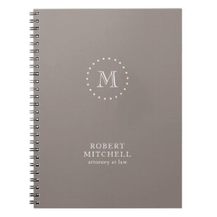 Monogram Brown Elegant Professional 80 p Notebook