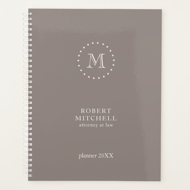 Monogram Brown Elegant Professional Planner (Front)