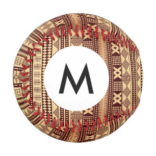 Monogram Brown ethnic texture Baseball