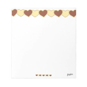 Monogram Brown hearts Simple teacher appreciation Notepad
