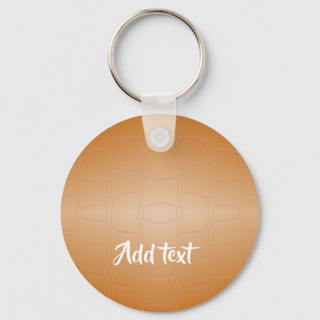 Monogram brown leather textured key ring (Front)