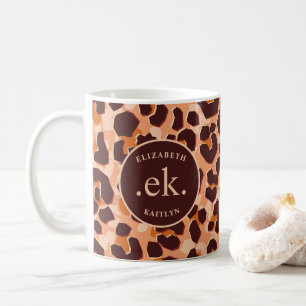 Monogram Brown Leopard Coffee Mug