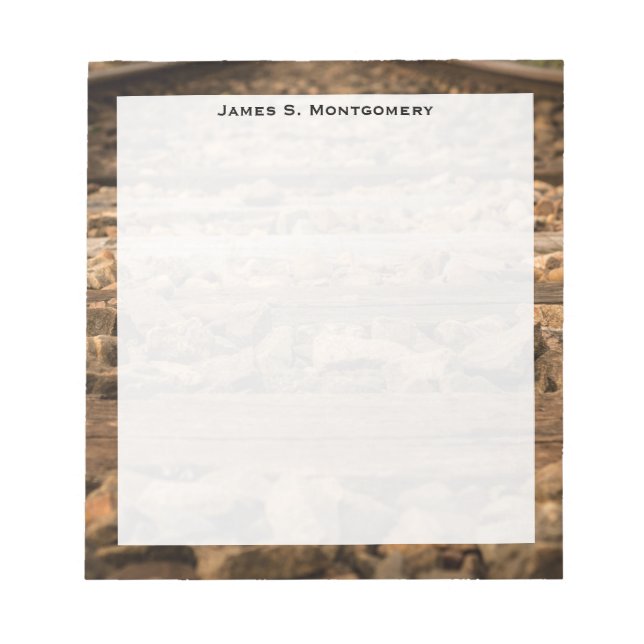 Monogram Brown Rocks Train Railroad Tracks Closeup Notepad (Front)