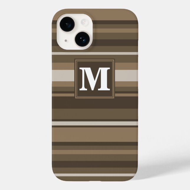 Monogram Brown stripes Case-Mate iPhone Case (Back)