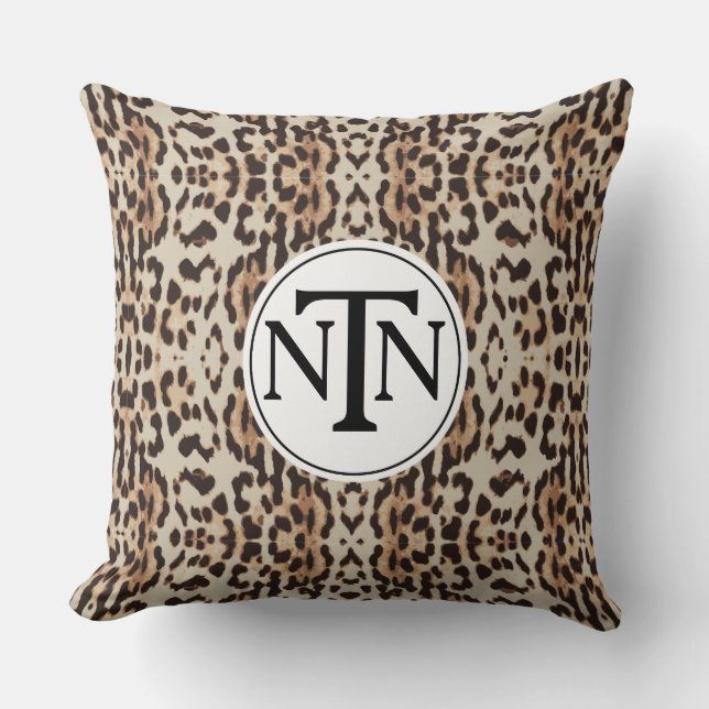 Monogram Brown Wild Leopard Print Cushion (Front)
