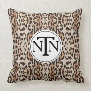Monogram Brown Wild Leopard Print Cushion