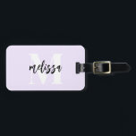 Monogram Brush Script Pastel Purple Luggage Tag<br><div class="desc">Modern handwriting calligraphy.</div>