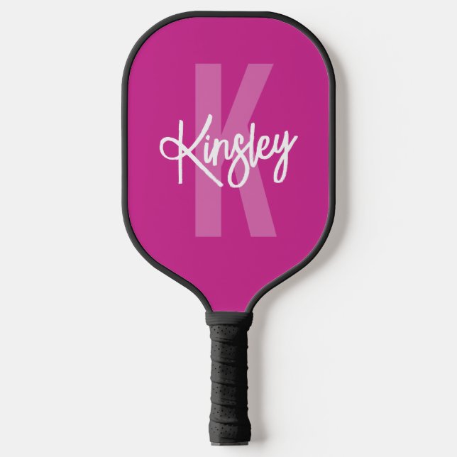 Monogram Brush Script Pink Pickleball Paddle (Front)