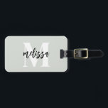 Monogram Brush Script Sage Green Luggage Tag<br><div class="desc">Modern handwriting calligraphy.</div>