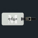 Monogram Brush Script Sage Green Luggage Tag<br><div class="desc">Modern handwriting calligraphy.</div>