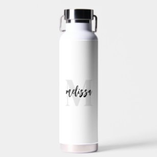 Monogram Brush Script White Water Bottle