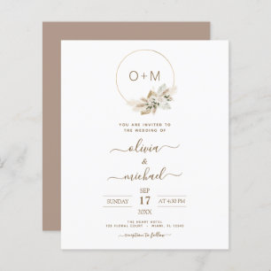 Monogram Budget Tropical Pampas Grass Wedding